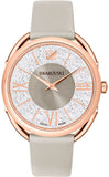 Swarovski Crystalline Glam Silver Dial Grey Leather Strap Watch for Women - 5452455 Authentic Buy Shop Now