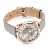 Swarovski Crystalline Glam Silver Dial Grey Leather Strap Watch for Women - 5452455