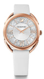 Swarovski Crystalline Glam Silver Dial White Leather Strap Watch for Women - 5452459 Authentic Buy Shop Now