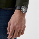 Armani Exchange Cayde Chronograph Black Dial Black Leather Strap Watch for Men - AX2745 Authentic Buy Shop Now