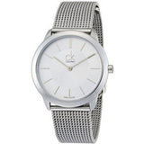 Calvin Klein Minimal White Dial Silver Mesh Bracelet Watch for Men - K3M22126 Authentic Buy Shop Now