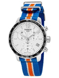 Tissot Quickster Chronograph NBA New York Kicks White Dial Multicolored Nato Strap Watch For Men - T095.417.17.037.06 Authentic Buy Shop Now