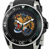 Gucci Dive Tiger Black Dial Black Rubber Strap Watch For Men - YA136318 Authentic Buy Shop Now