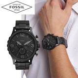 Fossil Nate Chronograph Black Dial Black Steel Strap Watch for Men - JR1401 Authentic Buy Shop Now