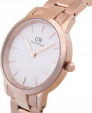 Daniel Wellington Iconic Link White Dial Rose Gold Steel Strap Watch For Women - DW00100209 Authentic Buy Shop Now