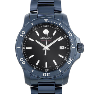 Movado Series 800 Black Dial Blue Ion Plated Steel Strap Watch for Men - 2600139 Authentic Buy Shop Now