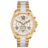 Michael Kors Bradshaw Chronograph White Dial Two Tone Steel Strap Watch For Women - MK5743 Authentic Buy Shop Now