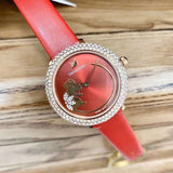 Swarovski Crystal Frost Red Dial Red Leather Strap Watch for Women - 5519226 Authentic Buy Shop Now