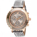 Swarovski Octea Lux Chrono Grey Dial Grey Leather Strap Watch for Women - 5452495 Authentic Buy Shop Now