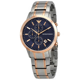 Emporio Armani Renato Chronograph Blue Dial Two Tone Steel Strap Watch For Men - AR80025 Authentic Buy Shop Now