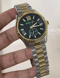 Michael Kors Lexington Quartz Green Dial Two Tone Steel Strap Watch For Men - MK9063 Authentic Buy Shop Now