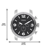 Fossil Nate Chronograph Black Dial Silver Steel Strap Watch for Men - JR1353 Authentic Buy Shop Now