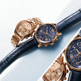 Guess Horizon Chronograph Blue Dial Blue Leather Strap Watch For Men - W0380G5 Authentic Buy Shop Now