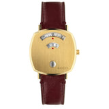 Gucci Grip Quartz Yellow Gold Dial Maroon Leather Strap Watch For Women - YA157405 Authentic Buy Shop Now