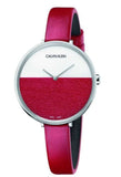 Calvin Klein Rise Yellow Red Dial Red Leather Strap Watch for Women - K7A231UP Authentic Buy Shop Now