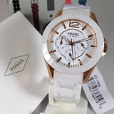 Fossil Ceramic Multifunction White Dial White Steel Strap Watch for Women - CE1006 Authentic Buy Shop Now