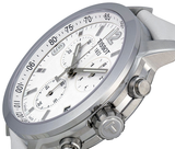 Tissot PRC 200 Chronograph White Dial White Leather Strap Watch For Men - T055.417.16.017.00 Authentic Buy Shop Now
