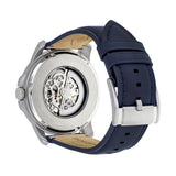 Fossil Grant Automatic Skeleton Silver Dial Blue Leather Strap Watch for Men - ME3111 Authentic Buy Shop Now