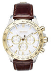 Hugo Boss Ikon White Dial Brown Leather Strap Watch for Men - 1513174 Authentic Buy Shop Now