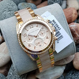 Michael Kors Blair Chronograph Rose Gold Dial Two Tone Steel Strap Watch for Women - MK5943 Authentic Buy Shop Now