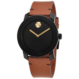 Movado Bold Black Dial Brown Leather Strap Watch For Men - 3600305 Authentic Buy Shop Now