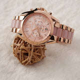Michael Kors Bradshaw Chronograph Pink Dial Two Tone Steel Strap Watch For Women - MK6830 Authentic Buy Shop Now
