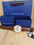 Tommy Hilfiger Keagan Quartz Silver Dial Brown Leather Strap Watch for Men - 1791291 Authentic Buy Shop Now