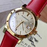 Burberry The City Gold Dial Red Leather Strap Watch for Women - BU9140 Authentic Buy Shop Now