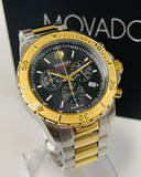 Movado Series 800 Chronograph Black Dial Two Tone Steel Strap Watch For Men - 2600138 Authentic Buy Shop Now