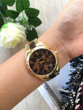 Michael Kors Slim Runway Tortoise Shell Dial Two Tone Steel Strap Watch for Women - MK4284 Authentic Buy Shop Now