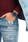 Tommy Hilfiger Hunter Blue Dial Brown Leather Strap Watch for Men - 1791605 Authentic Buy Shop Now