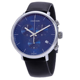 Calvin Klein High Noon Chronograph Blue Dial Black Leather Strap Watch for Men - K8M271CN Authentic Buy Shop Now