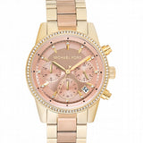 Michael Kors Ritz Chronograph Rose Dial Two Tone Steel Strap Watch for Women - MK6475 Authentic Buy Shop Now