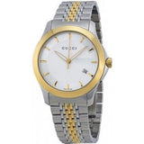Gucci G Timeless Silver Dial Two Tone Steel Strap Watch For Men - YA126409 Authentic Buy Shop Now