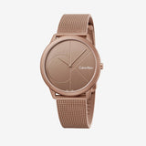 Calvin Klein Minimal Quartz Pink Gold Dial Pink Gold Mesh Bracelet Watch for Men - K3M11TFK Authentic Buy Shop Now