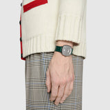 Gucci Grip Quartz Silver Dial Green Leather Strap Unisex Watch - YA157406 Authentic Buy Shop Now