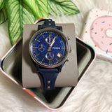Fossil Boyfriend Sport Chronograph Blue Dial Blue Leather Strap Watch for Women - ES4113 Authentic Buy Shop Now
