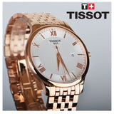 Tissot T Classic Tradition White Dial Rose Gold Steel Strap Watch For Women - T063.610.33.038.00 Authentic Buy Shop Now