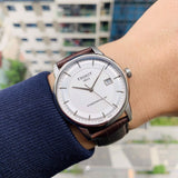 Tissot T-Classic Powermatic 80 Silver Dial Brown Leather Strap Watch For Men - T122.407.16.031.00 Authentic Buy Shop Now