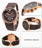 Emporio Armani Sportivo Chronograph Brown Dial Brown Silicone Strap Watch For Men - AR5891 Authentic Buy Shop Now