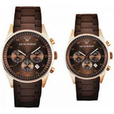 Emporio Armani Sportivo Chronograph Brown Dial Brown Silicone Strap Watch For Men - AR5891 Authentic Buy Shop Now