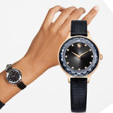 Swarovski Octea Nova Black Dial Black Leather Strap Watch for Women - 5650033 Authentic Buy Shop Now
