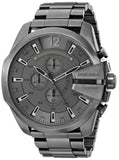 Diesel Mega Chief Chronograph Grey Dial Grey Steel Strap Watch for Men - DZ4282 Authentic Buy Shop Now