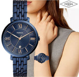Fossil Jacqueline Blue Dial Blue Steel Strap Watch for Women - ES4094 Authentic Buy Shop Now