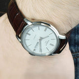 Tissot Automatics III Steel White Dial Brown Leather Strap Watch For Men - T065.430.16.031.00 Authentic Buy Shop Now