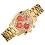 Guess Mini Sunrise Quartz Analog Orange Dial Gold Steel Strap Watch For Women - W0448L7 Authentic Buy Shop Now