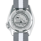 Seiko 5 Sports x Peanuts Surfboard Snoopy Limited Edition White Dial Two Tone NATO Strap Watch For Men - SRPK25K1 Authentic Buy Shop Now