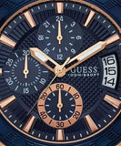 Guess Pinnacle Chronograph Quartz Blue Dial Brown Leather Strap Watch For Women - W0673G3 Authentic Buy Shop Now