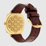Gucci Grip Quartz Gold Dial Maroon Leather Strap Watch For Women - YA157413 Authentic Buy Shop Now