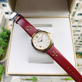 Versace Audrey Quartz Silver Dial Red Leather Strap Watch for Women - VELR00219 Authentic Buy Shop Now
